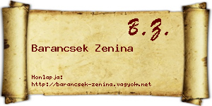 Barancsek Zenina névjegykártya